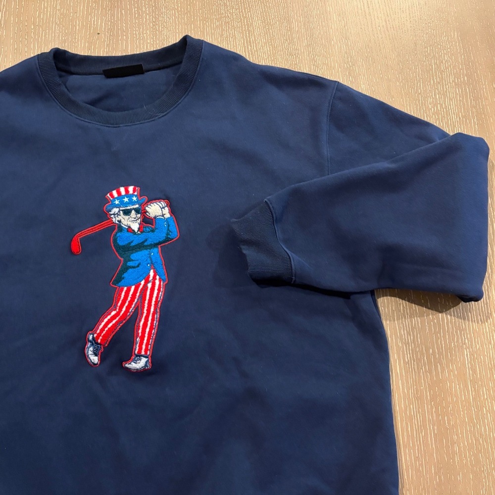 Red State Golf Men's 3XL Navy Crewneck Sweatshirt Uncle Sam Golfer USA